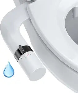 Toilet Bidet Attachment, Non-Electric Dual Nozzle (Feminine/Bidet Wash), Self-Cleaning Fresh Cold Water Sprayer Bidets for Toilets with Adjustable Water Pressure (Rotary Toggle, Black)