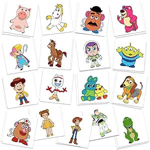 Toy Inspired Story Birthday Party Supplies, 34Pcs Temporary Tattoos Party Gifts, Removable Fake Tattoo Stickers for Goody Bag Treat Bag Stuff for Toy Inspired Story Birthday Decorations