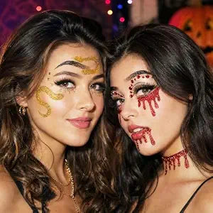 Kotbs Halloween Snake Face Gems, Rhinestone Blood Stickers, Red, 2 Ct