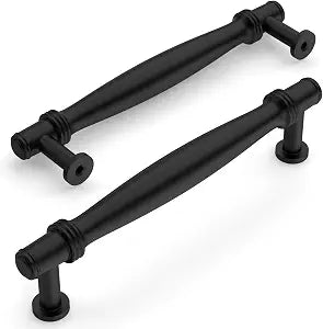 Amerdeco 10 Pack Matte Black Cabinet Pulls 5 Inch(128MM) Hole Centers Kitchen Cabinet Handle Hardware Kitchen Handles for Cabinets Cupboard Handles Drawer Pulls ZH0080