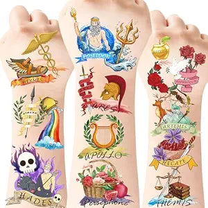 72Pcs Greek Mythology Temporary Tattoos Stickers, Olympian Gods Favor Gifts