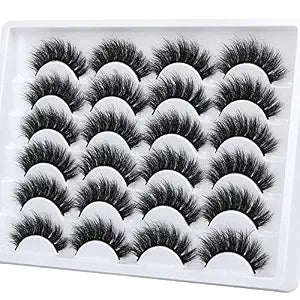 Newcally Eyelashes False Lashes Thick 18MM Long Faux Mink Eye Lashes Pack Dramatic Thick Volume Fake Eyelashes 12 Pairs Soft Reusable Lashes Multipack