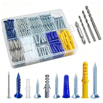 Wensilon 270PCS Drywall Anchors and Screws Plastic Anchors Assortment Kit