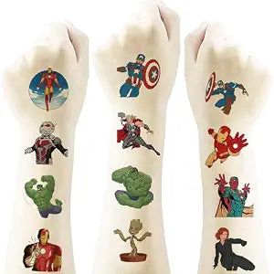 40Sheets Cartoon Avenger Temporary Tattoos for Kids Birthday Party Favors, Cute Avenger Decoration Sticker Gifts for Girl Boys Home Activity Class Prizes Carnival Christmas Rewards