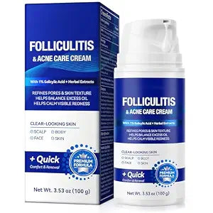Folliculitis Treatment Cream, Fast Acting & Soothing for Folliculitis Scalp, Clogged Pores, Bumps, Excess Oil, for Face & Body|100g