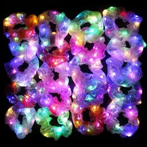 20PCS LED Scrunchies, Light up Hair Scrunchy, Women Luminous Hair Strands, Colorful Meteor Yarn Hair Bands with 3 Light Modes, Scrunchies Glow in The Dark for Christmas Carnival