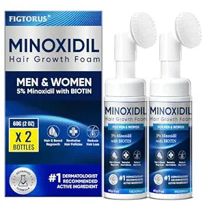 5% Minoxidil Foam for Men and Women, Daily Hair Regrowth Treatment for Thinning Hair, Quick-Drying Formula, 2 × 60 mL
