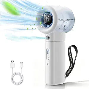 Portable Handheld Fan with Misting, Battery Powered Rechargeable Fans