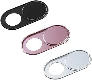 Webcam Cover Slide, 0.027-Inch Ultra-Thin Metal Camera Cover for MacBook Pro, iMac, Laptop, PC, iPad, iPhone, Smartphone, Macbook Accessories Protect Your Visual Privacy (Black/Pink/Silver-3 Pack)