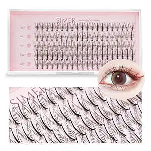 False Eyelashes Individual Lashes 100 Clusters Natural Eyelash Extension Kit DIY 10/11/12mm Mixed Wispy C Curl 0.07mm Thickness Single Cluster Lashes