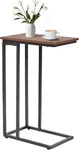 C-Shaped End Table - Slim Slide-Under Couch TV Tray Side Table
