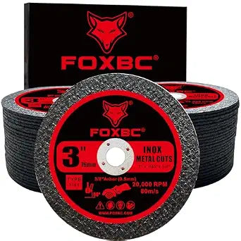 FOXBC 3 Inch Cut Off Wheel Discs, Metal & Stainless Steel Cutting Disc for Die Grinder, 3 x 3/64 x 3/8 - 50 Pack