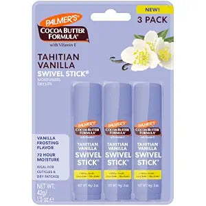 Palmer's Tahitian Vanilla Lip Balm, Face & Body Swivel Sticks (Pack of 3)