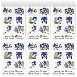Multicolor Sonic the Hedgehog Tattoos - (24 Count) - Fun & Vibrant Temporary Tattoos, Perfect for Parties and Events