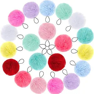 WILLBOND 20 Pcs Pom Pom Hair Ties Elastic Ponytail Holders, 10 Colors