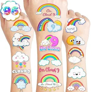 96 PCS On Cloud 9 Temporary Tattoos 9th Birthday Party Favors