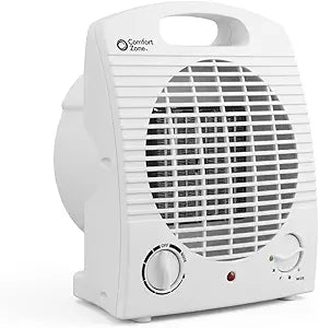 Comfort Zone Indoor Space Heater, Portable, Fan Forced, Electric, Adjustable Thermostat, Overheat Sensor, Safety Tip-Over Switch, & Stay Cool Housing, Ideal for Home, Bedroom, & Office, 1,500W, CZ35E