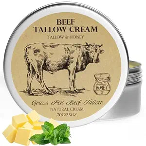 Beef Tallow for Skin, Tallow and Honey Balm,Tallow Face Moisturizer, Natural Grass-Fed Beef Tallow Balm with Raw Honey Moisturizing Cream for Body Lotion Skin Care