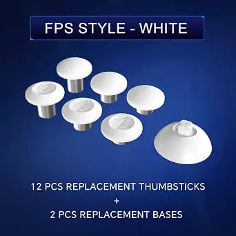 ZD Gaming B-Type Thumb Grip Replacement Kit, Standard/FPS/Arcade Joystick Caps with Replacement Bases, Non-Slip, Compatible with PlayStation/NS Pro Controllers, Enhanced Precision for E-Sports Gaming & All Game Modes (FPS Style)-White