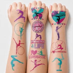 96 PCS Gymnastics Gymnast Gymnastic Pre-Cut Temporary Tattoos Cheerleading