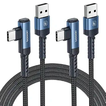 toocki USB C Cable Right Angle, 2-Pack 10ft USB A to USB C Charger Cable