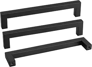 Goldenwarm 10 Pack 8 Inch Black Cabinet Handles Kitchen Drawer Pulls