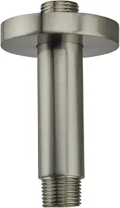 Shower Arm and O-Ring Flange, 3 inch, Solid Brass, Round, Both Soldered 1/2 NPT Tapered Threads, Straight Shower Arm Extension, Ceiling Shower Head Arm for Rainfall Shower (PVD Brushed Nickel)