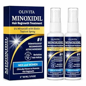 5% Minoxidil for Men and Women Hair Growth: Minoxidil Spray Hair Regrowth Treatment Serum with Biotin & Rosemary -Stop Hair Thinning and Hair Loss For Stronger Thicker Longer Hair 2 Pack