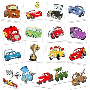 Cars Birthday Party Supplies, 34Pcs Temporary Tattoos Party Gifts, Removable Fake Tattoo Stickers for Goody Bag Treat Bag Stuff for Cars Birthday Decorations