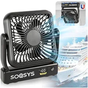 Magnetic Cruise Approved Fan, 5000mAh Ultra-Slim Cruise Fan Rechargeable, 4-Speed, Hook Design, Portable Fan for Cruise Ship Cabin, Camping, Travel & Cruise Essentials 2026