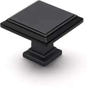 Ravinte Matte Black Kitchen Square Cabinet Knobs 1-3/16 Inch 25 Pack