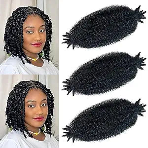 3 Packs Marley Twist Braiding Hair, 12 Inch Pre-Separated Springy Afro Twist Hair Kinky Twist Crochet Hair Braids for Distressed Soft Locs Spring Twist Hair for Women (12 Inch (Pack of 3), 1B)