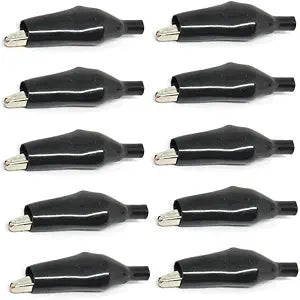 10PCS Black 45MM Metal Alligator Clip Crocodile Electrical Clamp Testing Probe Meter Black Red with Plastic Boot, 002269-010