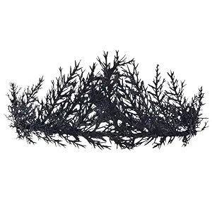 MOSTORY Handmade Gothic Black Flower Crown- Elf Dark Headband Fairy Woodland Headpiece Elven Forest Circlet for Halloween Renaissance Goth Wedding Cosplay Photo Prop