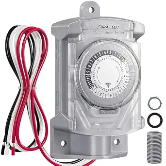 SURAIELEC 20 AMP 24H Mechanical Timer Switch for Outdoor Electrical Boxes
