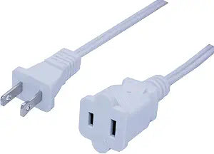 Extension Cord 10 FT, Thin 2 Prong Male Female White Extension Power Cable