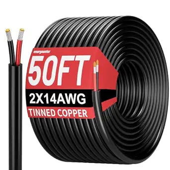Energeaster 50FT 14 Gauge Wire 2 Conductor Electrical Wire, Tinned Copper