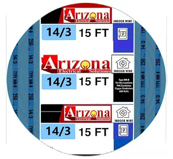15 Feet 14/3 Type NM-B Copper. #14 AWG, 3 Conductors with Ground. Insulated Jacket Blue