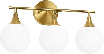 Daunton Modern Brushed Gold Bathroom Vanity Light - Energy Efficient G9 Base Bathroom Lighting Fixtures Over Mirror, Milk Glass Shade Anti-Glare 19 Inch Soft Illumination for Makeup & Shaving