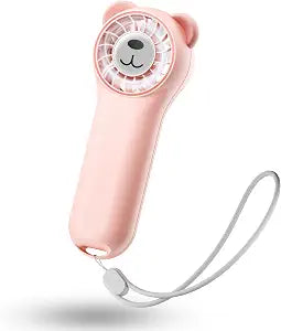 Portable Handheld Fan, Cute Bear Mini Fan Rechargeable Personal Fan with 4 Speeds, Pocket Small Fan for Travel, Makeup, Lash, Gifts for Women Girl - Pink