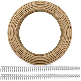SOUJOY 131ft Upholstery Stay Wire for Sofa Furniture Springs, Paper Wrapped Wire 9 Gauge with 80 Clips, Couch Spring Repair Kit