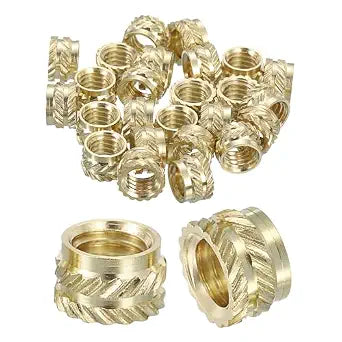 uxcell Knurled Insert Nuts, 25pcs M6 x 5mm L x 8mm OD 3D Printing Brass Nuts Female Threaded Inserts Brass Heat Set Insert Embedment Nuts