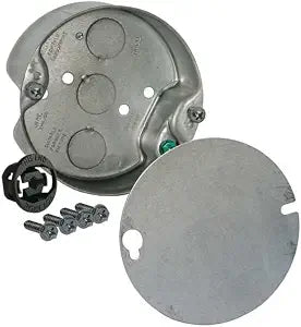Hubbell Wiring 296-1 Raco Round Ceiling Fan Support Box with 1/2" Side and Bottom Knockouts, 1-1/2" Deep, 4" Round