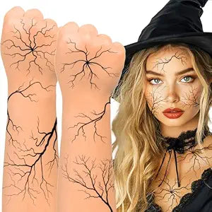 winthrop 8 Sheets Halloween Vein Temporary Tattoos, Crack Scar Designs