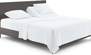 SGI bedding 36" King Split Top Flex Head Sheet Set 1800 Threads Flex Top Sheet for Adjustable Bed 4 Piece Sheet Set 15" Deep Pocket for Sleep Number Bed - White