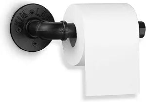 Industrial Pipe Toilet Paper Holder,Matte Black Heavy Duty DIY Vintage Rustic Iron Roll Tissue Wall Mounted Paper Holder Towel Racks with Hardware for Bathroom, Kitchen, Bedroom, Hallway(1 Pack)