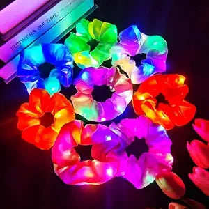 8 PCS Satin Light Up Scrunchies, LED Hair Accessories with 3 Modes