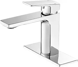 VOTON Chrome Bathroom Faucet One Hole Single Handle Bathroom Sink Faucet Lavatory Faucet with Deck Plate, Lavatory Vanity,Rv Sink
