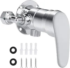 Shower Handle Valve Trim Kit, Bathroom Single Shower Lever Faucet with Hot and Cold Indicators for Easy Temperature Control Wall Mount Handle Replacement Dual Function