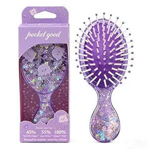 Mini Wet Hair Brush,Glitter Detangling Brush Gifts For Women Girls Kids Toddler Small Cute Hair Brushes Travel Shower Massage HairBrush with Air Cushion for Dry,Wet Hair (Purple)